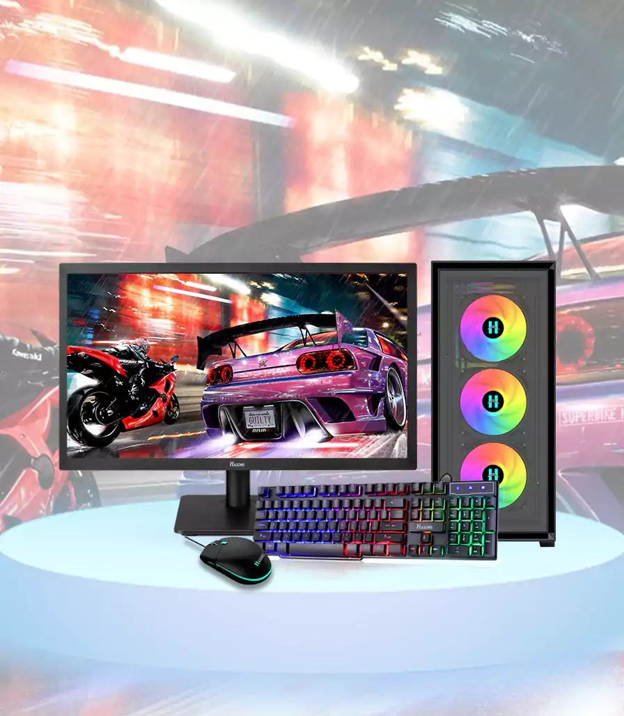 Core i3 Gaming PC | 8gb RAM | SSD 256 | 4gb Graphic Card With Cooling Fan | RGB Keyboard and Mouse | 21.5 Inch Big Screen | Hasons Desktop